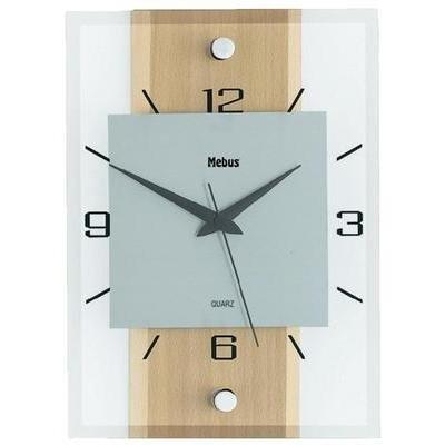 Horloge murale à quartz bois verre alu (l x h x p) 20 x 28 x 5 cm