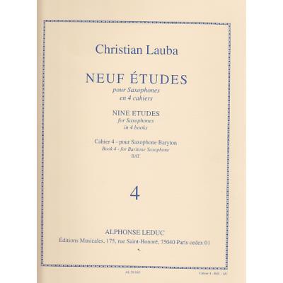Méthodes et pédagogie LEDUC LAUBA CHRISTIAN - NEUF ETUDES POUR SAXOPHONE - CAHIER 4 Saxophone