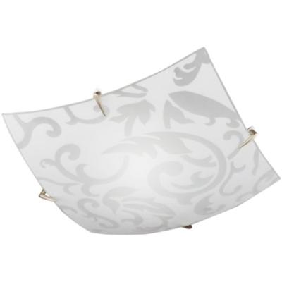 HONSEL 21962 PLAFONNIER NICKEL MAT VERRE BLANC AVEC MOTIF DÉCORATIF