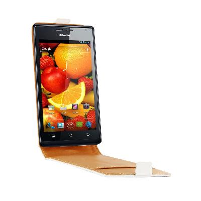 Etui Flip rabat en cuir blanc Huawei Ascend Mate S