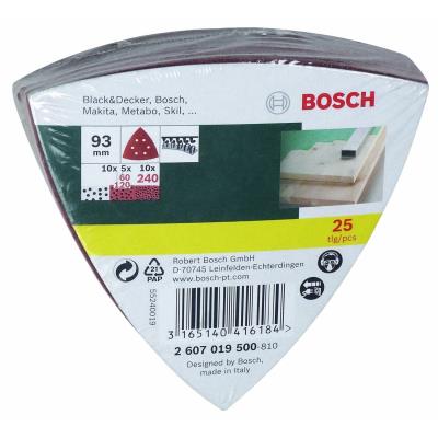 Bosch 2607019500 Lot De Feuilles Abrasives Pour Ponceuse Delta Grain 60-240 25 Pièces