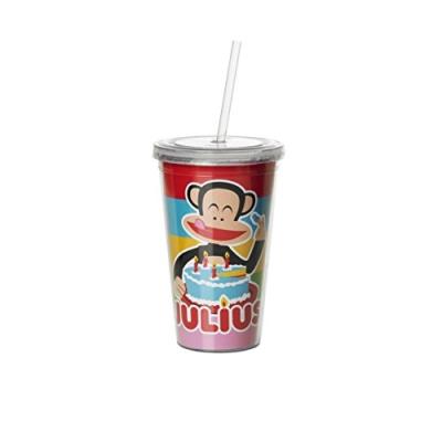 Room copenhagen f20100008 paul frank verre paille avec couvercle anniversaire rouge 15,7 x 10,3 x 10,3 cm