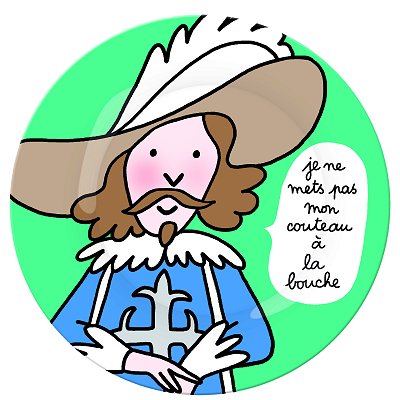 Petit Jour - Prince parfait - Assiette ronde : Je ne mets pas mon couteau à la bouche