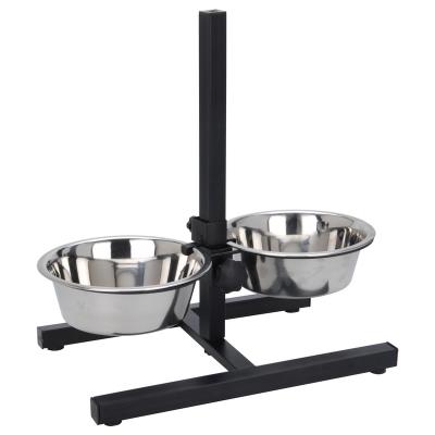 Gamelles pour chien sur support réglable - Inox - Accessoire animalerie