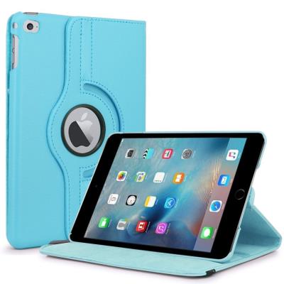 iPad 4 MINI 7.9 Housse de Luxe Rotation 360 magnetique PU Cuir avec fonction SmartCover, S'allume et s'eteint automatiquement (Housse Luxe Bleu Lagon)