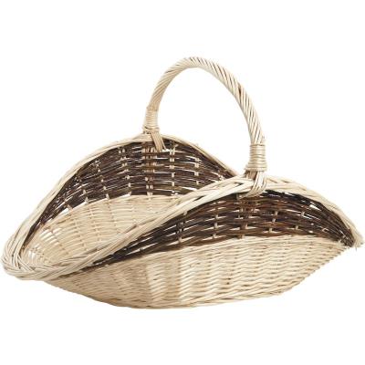 Panier à bûches en osier blanc et brut, l 65 -PEGANE-