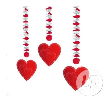 lot de 3 suspensions métalisées coeur 18cm