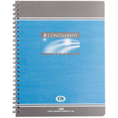 Cahier spirales Conquerant grand carreaux 17x22 100p 70g