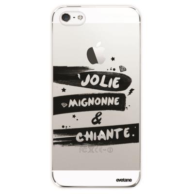 Coque pour iPhone 5/5S/SE rigide transparente Jolie Mignonne et chiante Ecriture Tendance et Design Evetane.