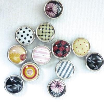 12 mini magnets époxy - Ø17mm - Noir et motifs