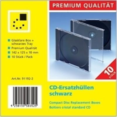 Generique - pochette cd   dvd standard case, transparente en polystyrène, avec tray noir, pour un cd dvd, largeur de dos: 10,4 m