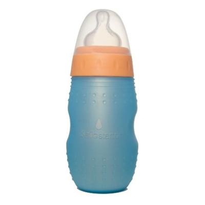 KID BASIX - KB221 - BIBERON EN INOX AVEC SILICONE - BLEU - 265 ML