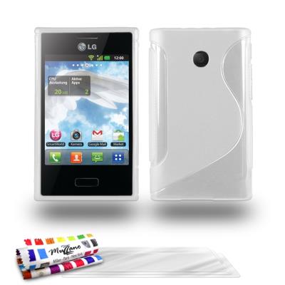 Coque Souple ORIGINALE Ultra Fine Blanc , Le S, Premium de MUZZANO pour LG L3 + 3 Protections Ecran , UltraClear, Pour LG L3