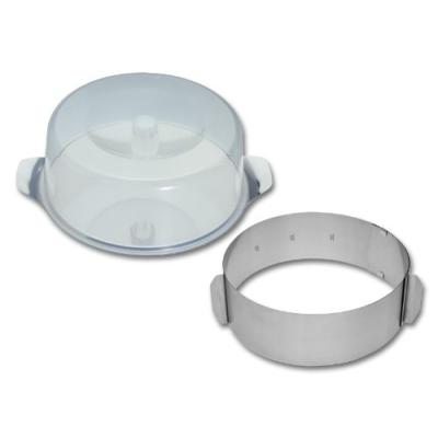 CHG 9856VF-07 SET PÂTISSERIE 3 PIÈCES / PLAT À GÂTEAU Ø 30 CM / CLOCHE INCASSABLE HAUTEUR : 11 CM / CERCLE DE GÂTEAU RÉGLABLE 16