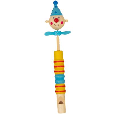 Flûte clown en bois à coulisse jaune et rouge Xavier