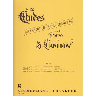 Méthodes et pédagogie ZIMMERMANN LIAPOUNOV - 12 ETUDES D'EXECUTION TRANSCENDANTE OP.11 (N°4-6) Piano