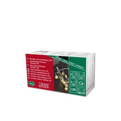 KONSTSMIDE 3158-803 GUIRLANDE DÉCO PETITES BOULES EN MÉTAL + 20 LED BLANC CHAUD + CÂBLE TRANSPARENT DORÉ 1,5 V