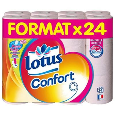 Lotus confort 24 rouleaux de papier hygiénique aquatube
