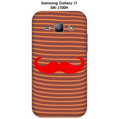 Coque Samsung Galaxy J1 - SM-J100H Marinière Moustache - 4 Rouge Intense