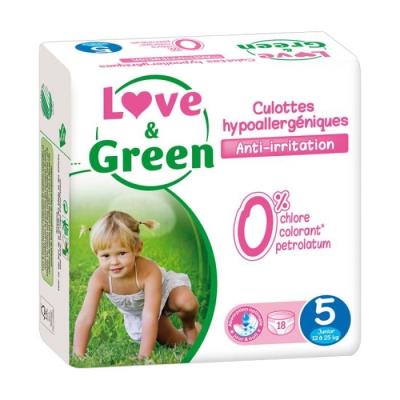 Love & green - culottes apprentissage ecologiques hypoallergéniques 0% t5 x 18 love and green 6453