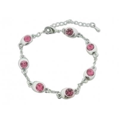 Bracelet avec 7 écrins ovales remplis de faux diamants roses bijou fantaisie pas cher