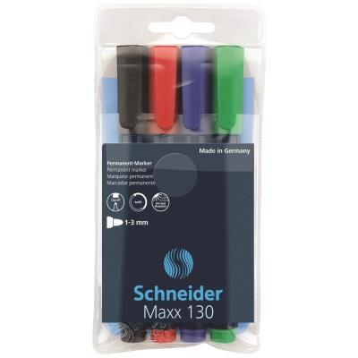 Schneider maxx 130 marqueur permanent bleu foncé pochette de 4 113094