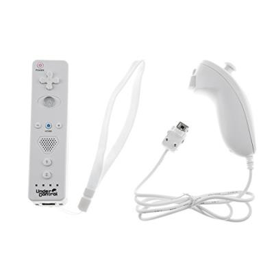 Wiimote avec motion plus intégré + Nunchuk pour Nintendo Wii/Wii U Blanc