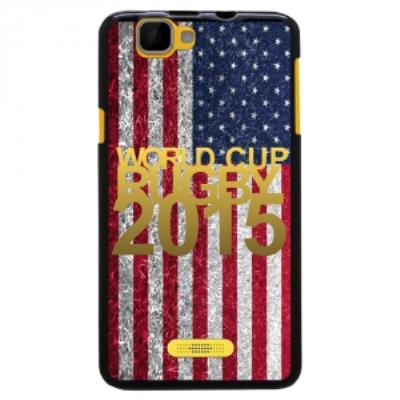 Coque Souple en gel pour Wiko Rainbow avec impression logo rugby doré et drapeau des États-Unis