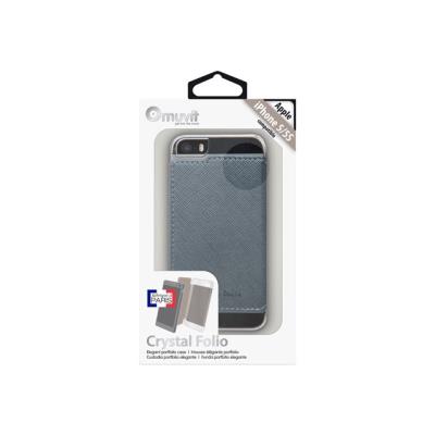 Muvit Made in Paris Crystal Folio - Beschermhoes flip cover voor mobiele telefoon - kristal blauw zilver - voor Apple iPhone 5, 5s