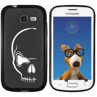 Coque Souple en gel noir pour Galaxy Trend Lite avec impression Motifs crâne blanc