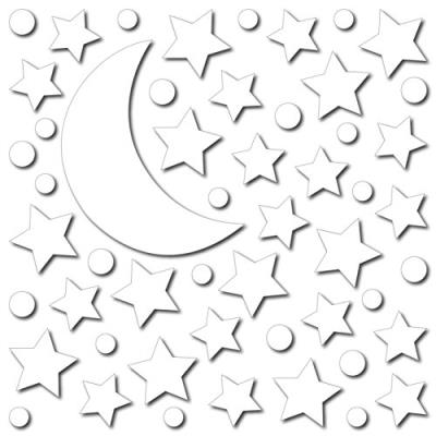 Crearreda 18003 moderne sticker etoile et lune 3d taille l mousse eva blanc 47 x 67 x 0,5 cm 539088
