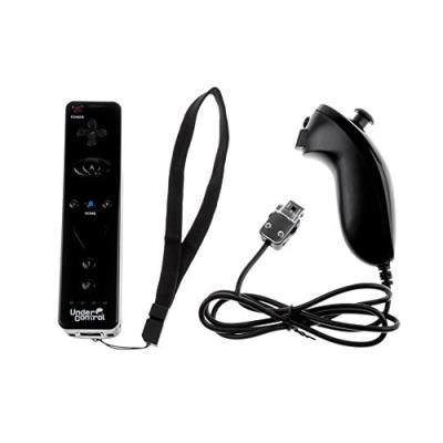 Wiimote avec motion plus intégré + Nunchuk pour Nintendo Wii/Wii U Noir