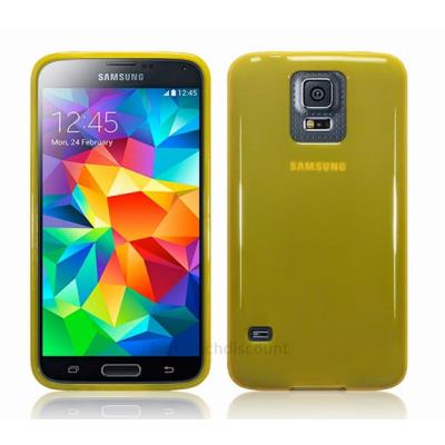 Housse etui coque fine silicone gel pour Samsung Galaxy S5 i9600 Neo - JAUNE GLOSSY