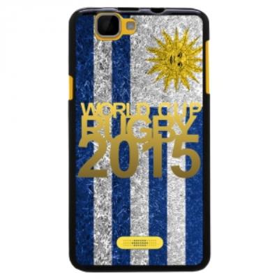 Coque Souple en gel pour Wiko Rainbow avec impression logo rugby doré et drapeau de l'Uruguay