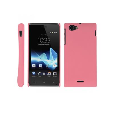 Coque rigide Rose pour Sony Xperia J aspect mat toucher rubber gomme
