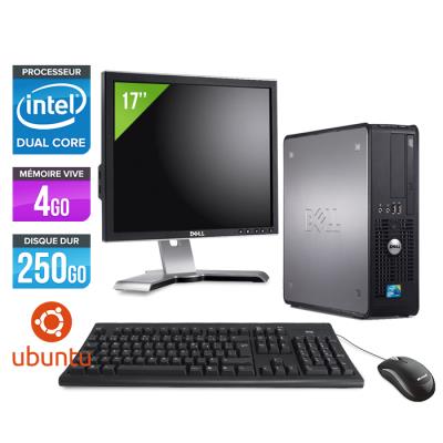 Ordinateur Dell Optiplex 380 SFF + Ecran 17'' - Gris - Intel Celeron E3300 / 2.50 GHz - RAM 4 Go - HDD 250 Go - DVD - Gigabit Ethernet - Linux - Ubunt