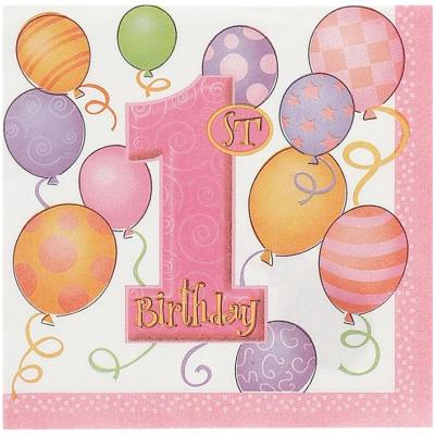 16 Serviettes De Table 1er Anniversaire Fille Article De Fete Achat Prix Fnac