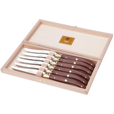 CLAUDE DOZORME 2.60.001.51 COFFRET HÊTRE 6 COUTEAUX STEAK SUPER LAGUIOLE MANCHE BOIS EXOTIQUE