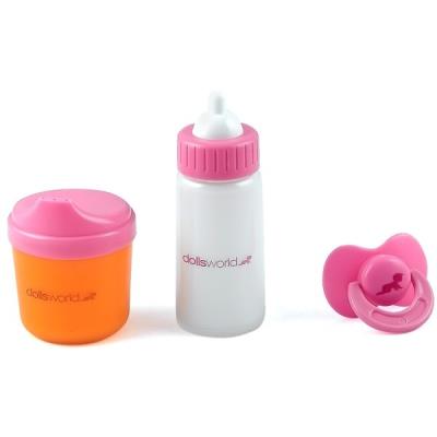 Dolls World - Accessoires pour Poupon - Tasse à Bec + Biberon + Tétine