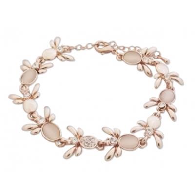 Bracelet 10 abeilles dorées, fausses pierres beiges et strass bijou fantaisie pas cher
