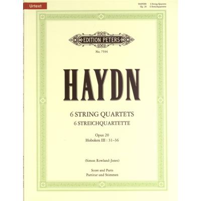 Partitions classique EDITION PETERS HAYDN JOSEPH - THE 6 STRING QUARTETS OP.20 (FULL SCORE & PARTS) - STRING QUARTETS Ensemble à cordes