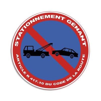 Lot de 2 Plaques de signalisation auto-adhésive en PVC ""Stationnement gênant"" - Diamètre 28 cm rouge blanc