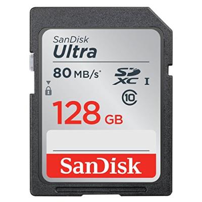 Carte mémoire sdxc 128 go sandisk ultra jusqu'à 80 mo/s, classe 10 ffp