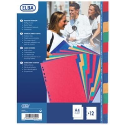 Elba intercalaires en carton, uni, format a4, marbr, 12 positions, en carton - 225g m2, surface brillante, perforation euro, 2
