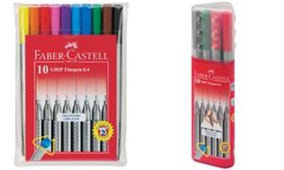 Faber-Castell -  feutre GRIP, pot de 10, couleurs assorties