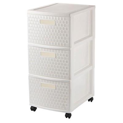 Rotho 448101q01q armoire de rangement à roulettes country avec 3 tiroirs
