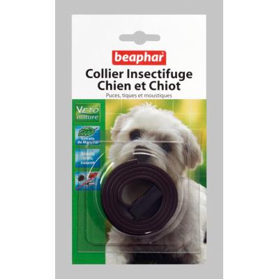Collier insectifuge naturel aux extraits de margosa couleur marron chiot