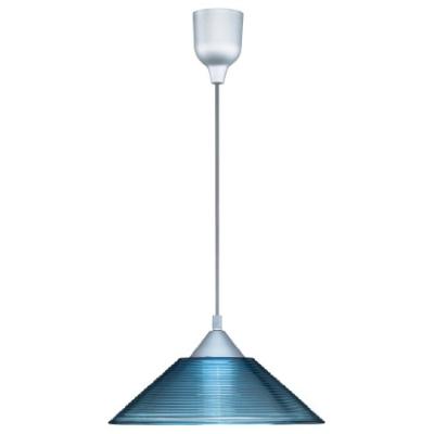 TRIO LEUCHTEN 301400112 LUMINAIRE SUSPENDU AVEC ABAT-JOUR EN VERRE, 1 AMPOULE E27 MAX. 60 W (NON INCLUSE) BLEU TRANSPARENT Ø 30