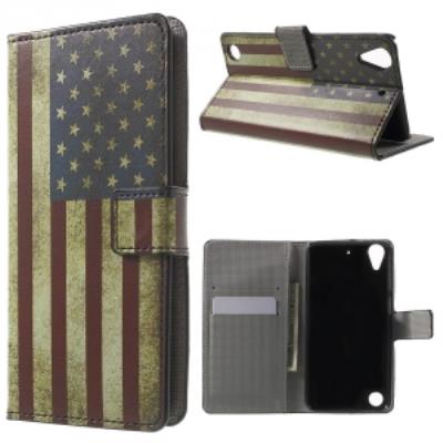 Etui portefeuille motif USA avec rabat latéral pour Desire 530 Desire 630