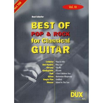 Partitions variété, pop, rock... Edition Dux BEST OF POP & ROCK FOR CLASSICAL GUITAR SOLF. & TAB VOL.10 Guitare tablatures